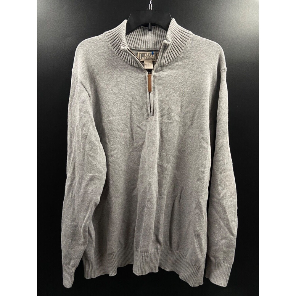 Duluth Trading Co Mens XL Gray Cotton Blend Quarter Zip‎ Long Sleeve Pullover